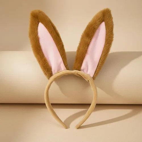Vista 2 de Diadema de orejas de conejo, orejas de Pascua, disfraces de Halloween, accesorio de orejas de conejo peludas, orejas de conejo y cola Orejas y cola