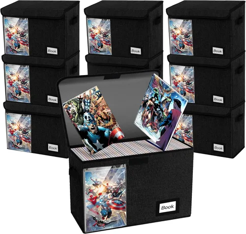 Vista 22 de Caja de Almacenamiento de Cómics, 15.8" X 7.8" X 11.8", Resistente Plegable Contiene 160-180 Cómics Contenedor Organizador Estante