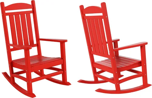 Vista 12 de HDPE Laguna Silla mecedora Adirondack de polietileno para exteriores (juego de 2), color negro