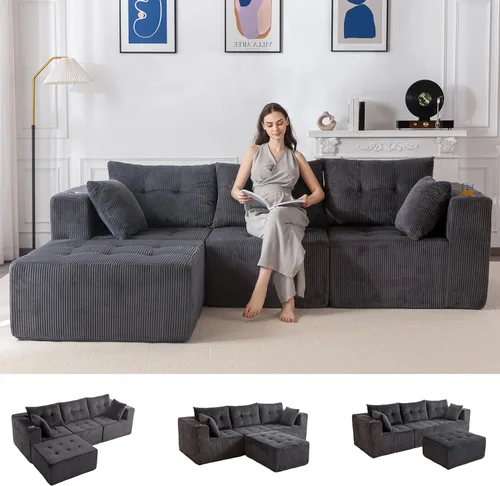 Vista 21 de MAXYOYO Sofá deshuesado, sofá modular en forma de L, sofá de 4 asientos