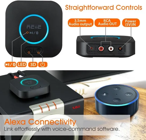 Vista 4 de Receptor Bluetooth de audio, adaptador de audio inalámbrico de alta fidelidad, receptor Bluetooth 4.2 con sonido envolvente 3D AptX baja latencia