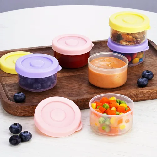 Vista 3 de NiHome - Paquete de 12 recipientes de puré de alimentos para bebés de 2 onzas con tapas, tazas de almacenamiento de aperitivos