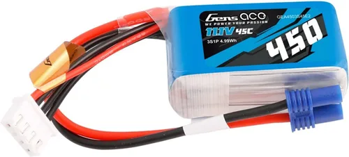Vista 2 de Gens ace 3S Lipo Batería 11.1V 45C 450mAh Lipo Batería con EC2 Plug