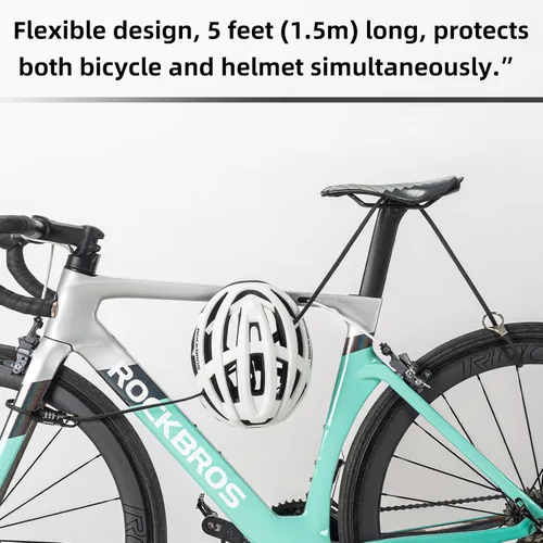 Vista 4 de Rockbros - Cable de bloqueo para bicicleta, 5 pies, combinación preestablecida, color negro ligero 3-Digit Combo Keyless, 4.86oz Ultra-Light, Zinc