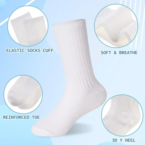 Vista 10 de Eyean Calcetines deportivos para niños y niñas, de algodón, uniformes escolares, casuales, básicos, 6 pares
