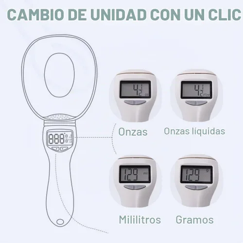 Vista 3 de Cuchara de medición digital, cuchara medidora de alimentos digital de 800 g / 0,1 g de alta precisión con pantalla LCD, cuchara de pesaje