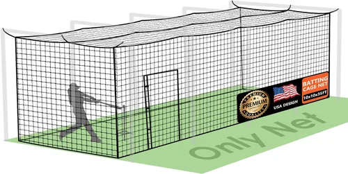 Vista 13 de ORIENGEAR Baseball Batting Cage Nets, ONLY NET, 70'L/55'L/35'L/20'L Baseball and Softball Cage Netting, 1.88" #45 Mesh, Professional Fully Enclosed