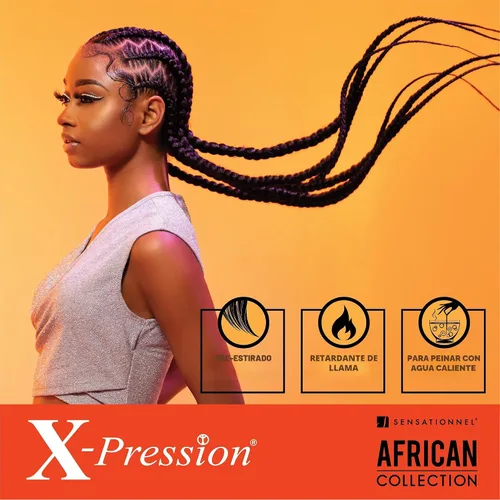 Vista 5 de Sensationnel X-Pression - Trenzas sintéticas prestiradas, 3 unidades, 58 pulgadas, negro azabache 1 Cabello trenzado, Kanekalon, ignífugo