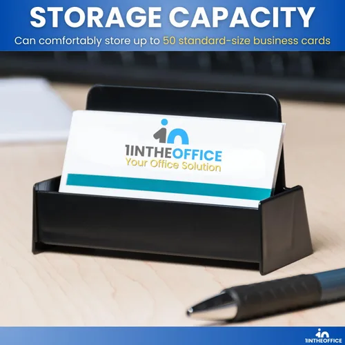 Vista 5 de 1InTheOffice Soporte para tarjetas de visita, soporte para tarjetas de visita, plástico, negro, paquete de 2