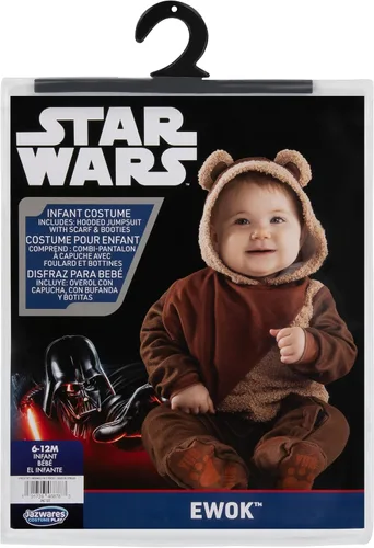 Vista 2 de Star Wars Ewok - Disfraz de Halloween oficial para bebé, mono de Minky de alta calidad con capucha adjunta y botines antideslizantes