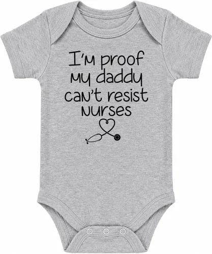 Vista 12 de CBTwear I'm Proof My Daddy Can't Resist - Body de bebé para enfermeras, divertido traje infantil unisex cómodo mameluco Negro