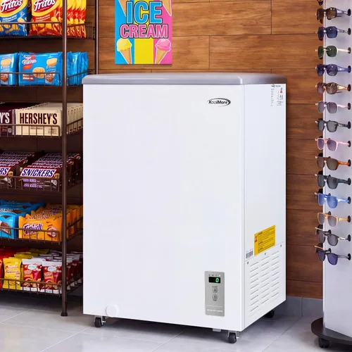 Vista 5 de KoolMore Congelador comercial de exhibición de helado plano de 22 pulgadas, listado NSF, 3.4 pies cúbicos en blanco