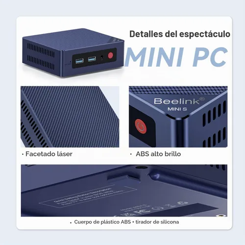 Vista 2 de Beelink Mini PC, MINI S12 Intel Lake N95 4C/4T, 8GB DDR4 RAM 256GB SSD