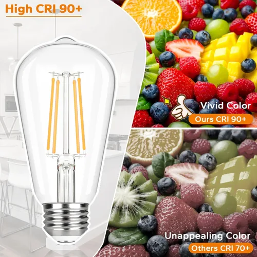 Vista 6 de TOBUSA Bombillas LED Edison vintage equivalentes a 60 W, bombillas LED superbrillantes de 900 lúmenes, bombillas de filamento LED antiguas ST58 de 6