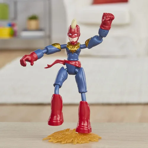 Vista 3 de Avengers Marvel Bend and Flex - Figura de acción flexible de Capitán Marvel de 6 pulgadas, incluye accesorio Blast, para niños a partir de 4 años
