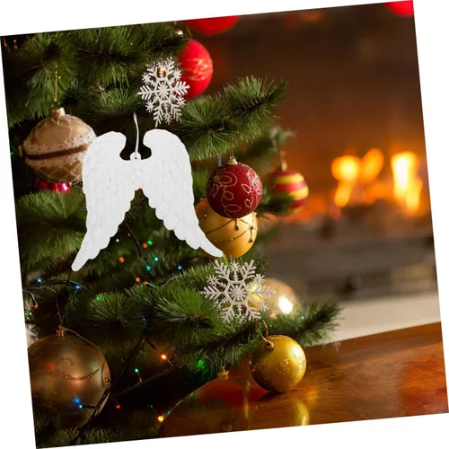 Vista 9 de BESPORTBLE 3 piezas de adornos de alas de ángel para árbol de Navidad, alas de ángel con purpurina, alas de ángel, colgante colgante para Navidad