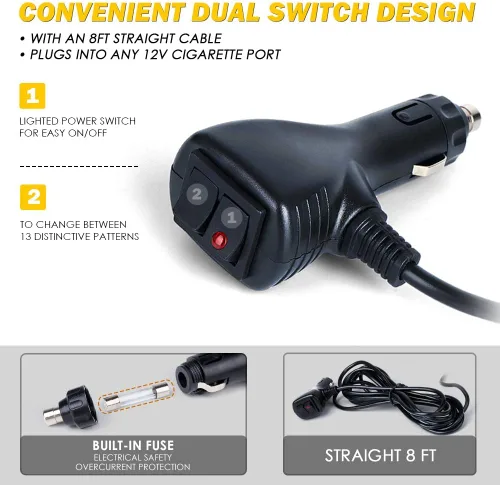 Vista 4 de Xprite - Luces estroboscópicas Amber de 48 LED para visor, luces interiores de parabrisas y protector solar, luces de advertencia de peligro
