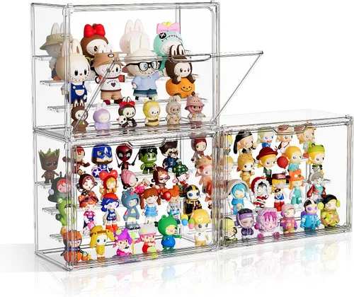 Vista 11 de Vitrina de acrílico transparente para coleccionables, caja de exhibición de figuras de pasatiempos de 4 capas con estantes, cajas de exhibición