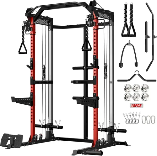 Vista 16 de Mikolo HR06 - Jaula de potencia con poleas de aluminio, estante de alimentación de 2000 libras con sistema de polea dual independiente, máquina