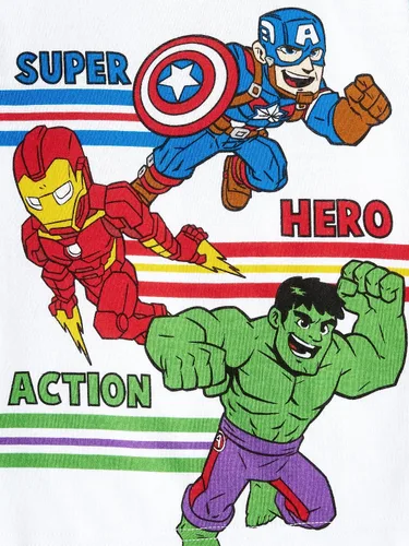 Vista 2 de Marvel Avengers Super Hero Action - Conjunto de pijama de 2 piezas para niños pequeños (5T), Blanco