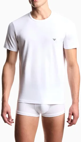 Vista 3 de Emporio Armani Camiseta de algodón con cuello redondo para hombre, paquete de 3 Blanco/Blanco