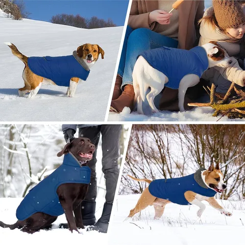 Vista 5 de MIGOHI - Abrigo de invierno cálido para perros - Chaqueta de invierno para perro, chaleco reflectante con forro polar, resistente al viento
