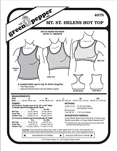 Vista 2 de Monte Santa Elena caliente Top Nueva versión Crop Top Deportes Sujetador Tankini Tank Top #407N Patrón de costura (sólo patrón) gp407N