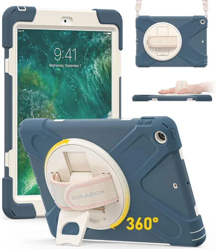 Vista 17 de BRAECN Funda para iPad 6ª/5ª Generación, Funda iPad 9.7 2018/2017 - Resistente a Prueba de Golpes con Soporte para Lápices, Correa de Hombro