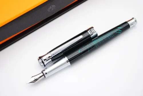 Vista 3 de Picasso 903 Pluma estilográfica Sweden Flower King en caja original, Verde (Green Marble)