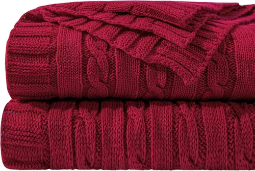 Vista 21 de NTBAY Manta de punto trenzado de 100 % algodón puro, súper suave y cálida de 51 x 67 pulgadas, para sofá, silla, cama, extra acogedora, lavable a