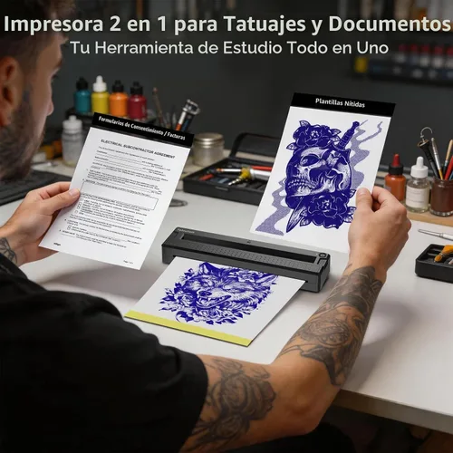 Vista 2 de Tattoo Stencil Printer Wireless Thermal Tattoo Machine Kit