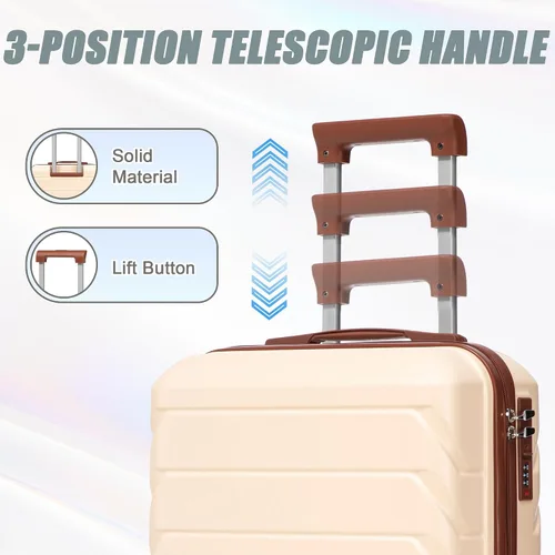 Vista 7 de GDFStudio Juego de equipaje de 3 piezas de 20/24/28 pulgadas, maleta giratoria de carcasa dura ABS con ruedas silenciosas de 360°, Beige, Moderno