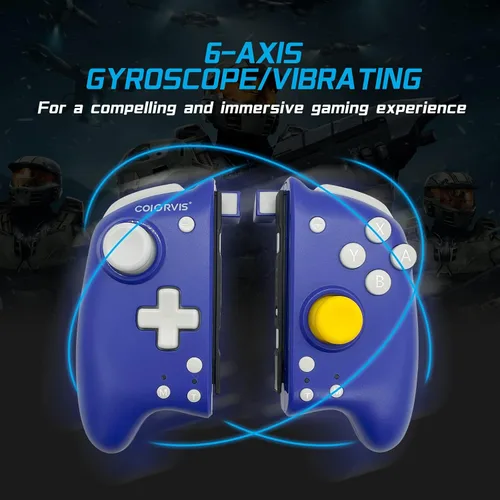Vista 6 de COIORVIS Joy Pad Controller for SwitchSwitch OLED, Wireless Joy Con Switch Controller with Back Map ButtonTurboMotion Control (Blue) alps joystick