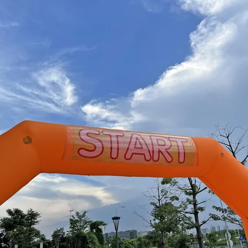 Vista 8 de Naranja inflable del arco de la línea de meta del comienzo de los 20ft con el ventilador potente, arco inflable del hexágono para el comercio