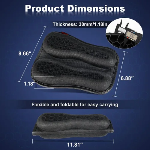 Vista 6 de Cojín Plegable de Gel para Asiento Trasero de Motocicleta de Pasajero, Estructura de Panal 3D Absorción de Impactos y Transpirable Almohadilla