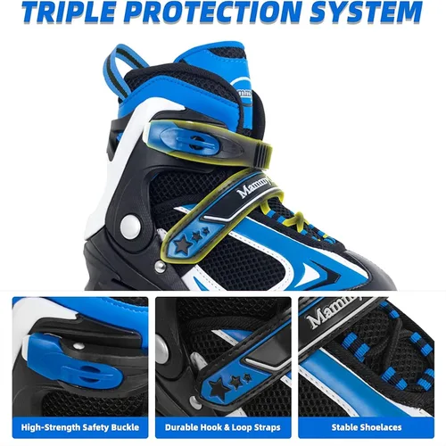 Vista 13 de MammyGol Patines en línea ajustables para niños y niñas, patines con ruedas iluminadas de 4 a 16 años