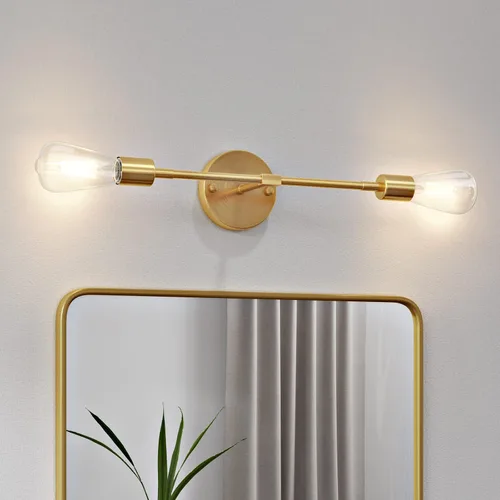 Vista 9 de FadimiKoo 2 lámparas de níquel cepillado para tocador de baño, iluminación plateada para baño sobre espejo, moderna iluminación de pared
