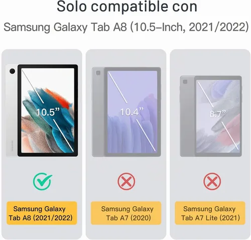 Vista 2 de JETech Funda infantil para Samsung Galaxy Tab A8 de 10.5 pulgadas 2022 (SM-X200/X205/X207) con protector de pantalla integrado, funda protectora a
