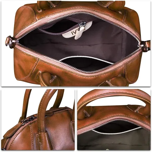 Vista 6 de Bolsos de cuero genuino para mujer, bolso cruzado vintage hecho a mano
