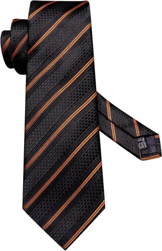 Vista 128 de Hi-Tie Corbatas de seda para hombre, diseño de cachemira a rayas, con bolsillo, gemelos cuadrados, conjunto formal de negocios