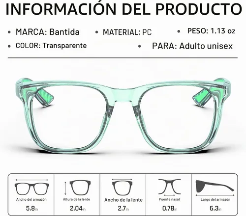 Vista 2 de UV400 Anti-Fog Safety Glasses,Blue Light Blocking for Women Men Verde