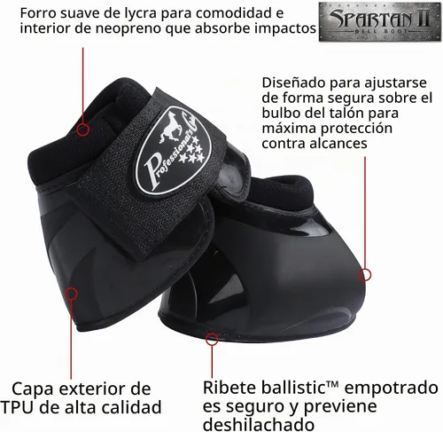Vista 3 de Professional's Choice Spartan II Bell Boots Pomo sin giro Cierre de doble gancho y bucle Se venden en pares