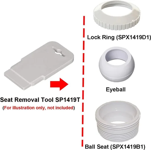 Vista 5 de ATIE Pool Spa Directional Flow Hydrostream Return Jet Fitting SP1419D con apertura ajustable de 3/4 pulgadas globo ocular giratorio para Hayward