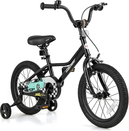 Vista 15 de COSTWAY Bicicleta para niños de 12/14/16/18 pulgadas, bicicleta de entrenamiento para niños y niñas con ruedas de entrenamiento extraíbles