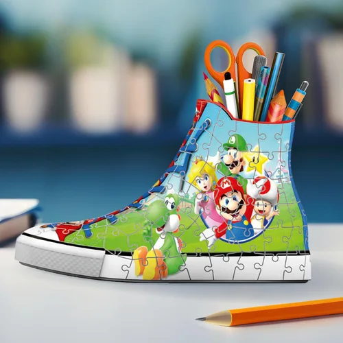 Vista 5 de Ravensburger - Super Mario Sneaker - Rompecabezas 3D - Construye una zapatilla de tamaño completo con ilustraciones clásicas de Mario - 108 piezas