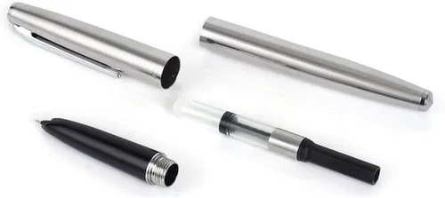Vista 5 de Gullor Juego de 5 plumas estilográficas clásicas de acero inoxidable EF con convertidores de tinta