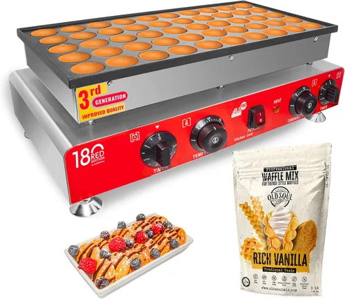 Vista 10 de ALDKitchen Mini fabricante holandés para panqueques, antiadherente, 110 V (25 panqueques)