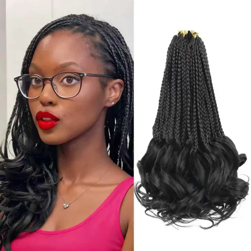 Vista 58 de Cabello para Trenzas Rizo Francés Color 1 Trenzas de Ganchillo Rizo Francés 10 Pulgadas Trenzas de Caja Cabello de Ganchillo para Mujeres y Niños