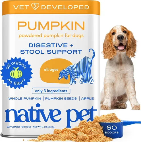 Vista 10 de Native Pet Calabaza para perros – Polvo orgánico de puré de calabaza para perros – Rico en fibra Suplemento en polvo ayuda con la digestión