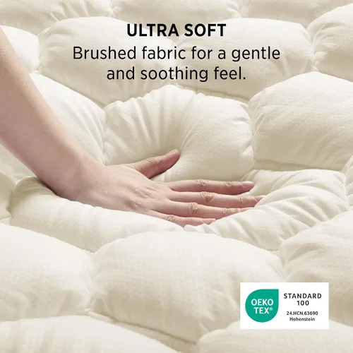 Vista 2 de Bedsure Protector de colchón beige individual XL – Cubrecolchón suave para dormitorio universitario, protector de cama individual extra largo